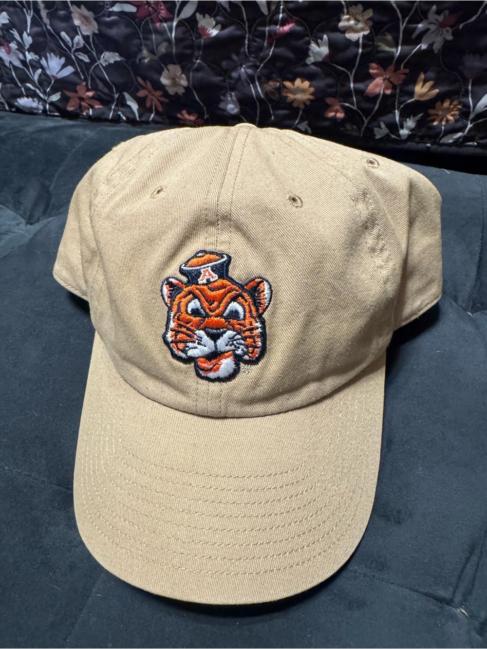 Tan Baseball Cap with Orange Auburn Tigers Patch
